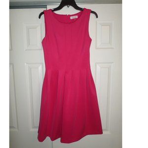 Hot Pink MIDI sleeveless dress with pockets
